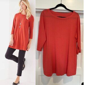 J. Jill Purejill Coral Wearable Soft Knit Relaxed A-line Tunic Top, Large